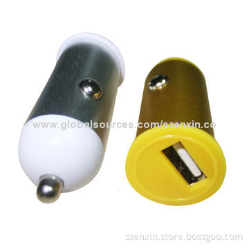 USB ports in-car charger for iPhone 5, iPad and tablets, CE-, RoHS- and FCC-approved